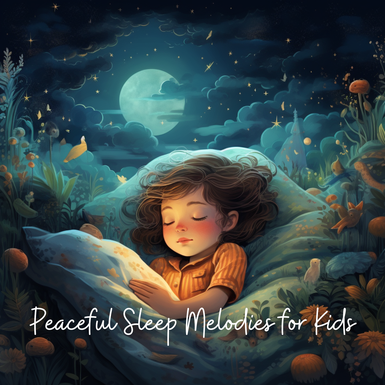 calm scene of a kid sleeping in a peaceful and serene environment